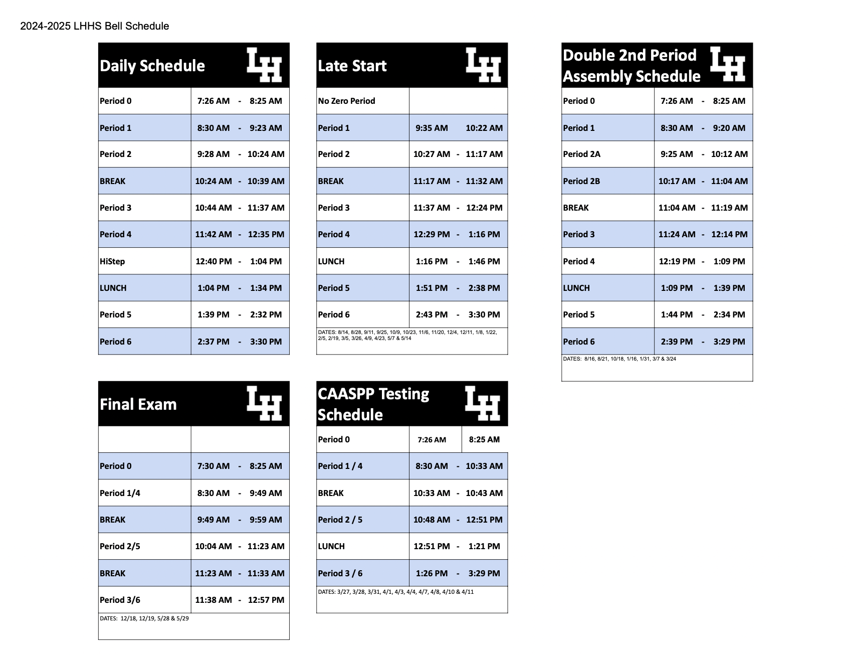 bell schedule 